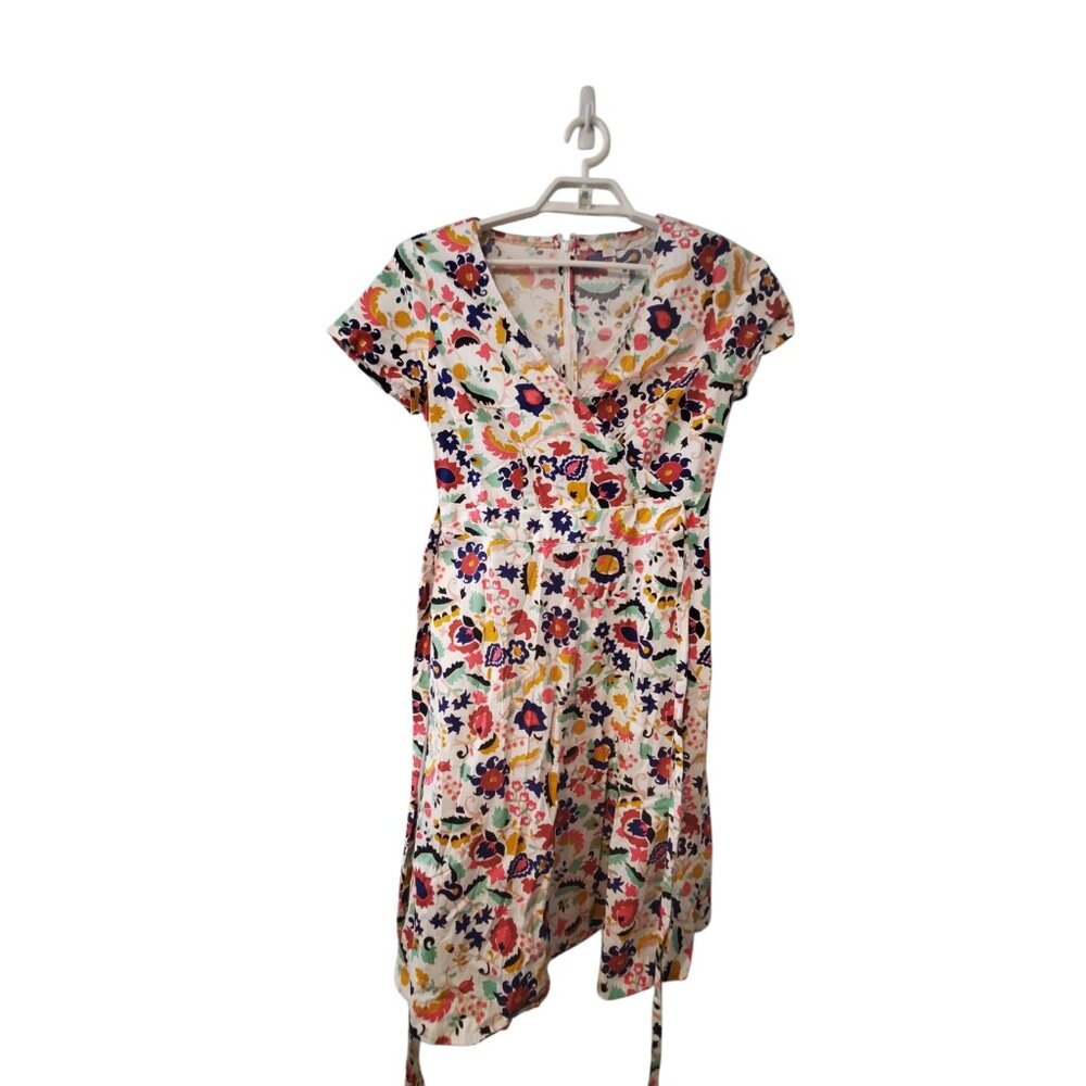 Boden dress womens US 10 Olive wrap Tropical Retreat pockets woven